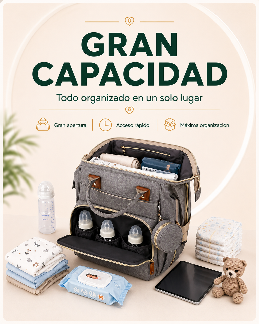 Bolso Pañalera Multiusos Con Cuna Portátil 💼👶