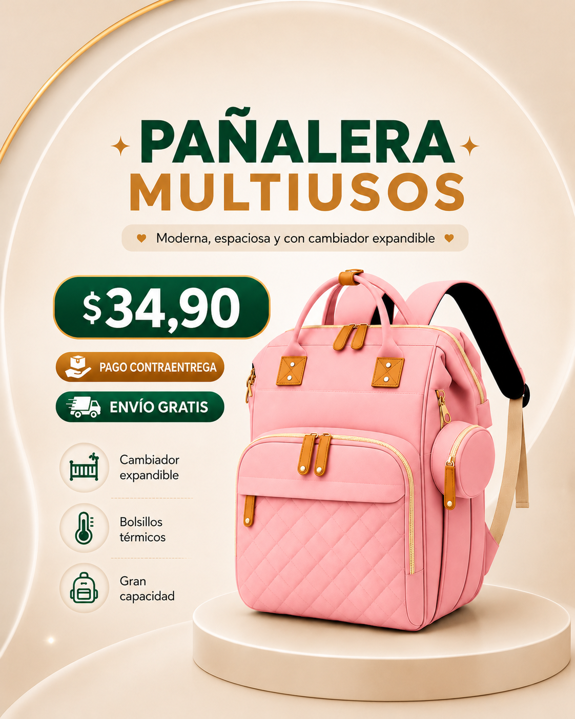 Bolso Pañalera Multiusos Con Cuna Portátil 💼👶