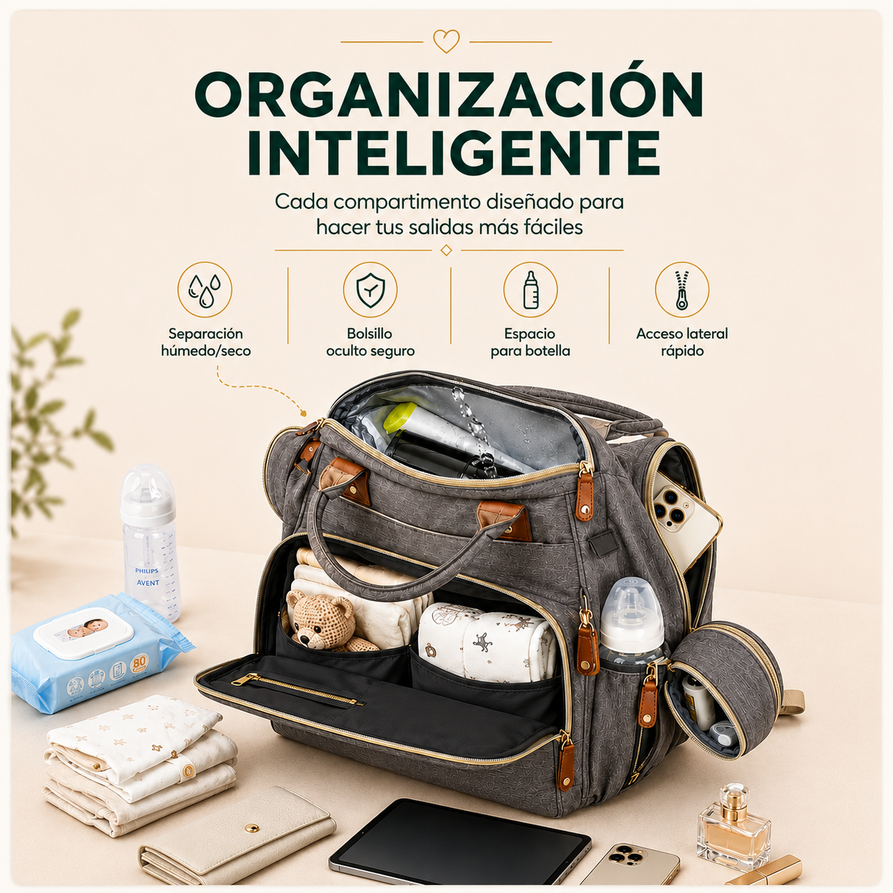 Bolso Pañalera Multiusos Con Cuna Portátil 💼👶
