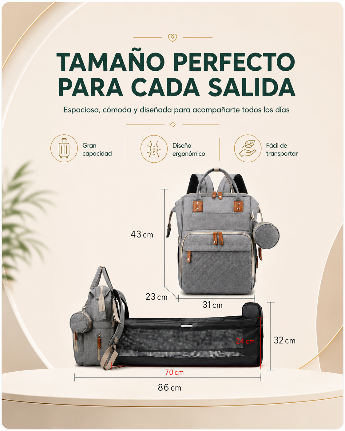 Bolso Pañalera Multiusos Con Cuna Portátil 💼👶